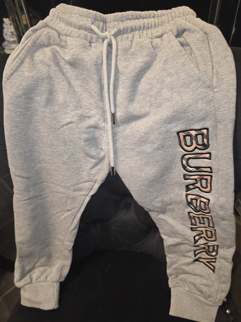 Burberry Light Gray Logo-Appliqué Kids Joggers
